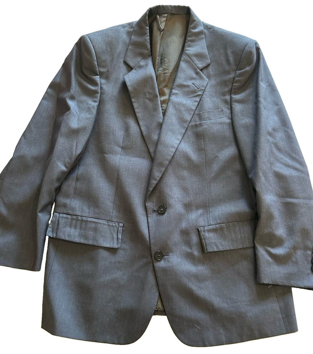 Vtg Christian Dior Sport Coat Men’s Size 44S Silk 2 Button Chambray Blue Blazer